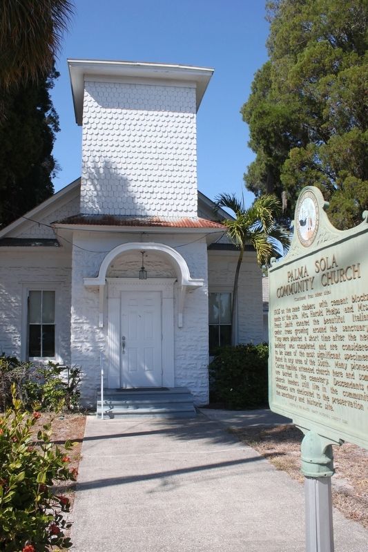Palma Sola Community Church Marker and church image. Click for full size.