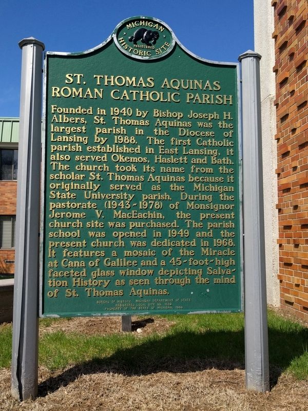 Monsignor Jerome V. MacEachin / St. Thomas Aquinas Roman Catholic Parish Marker image. Click for full size.
