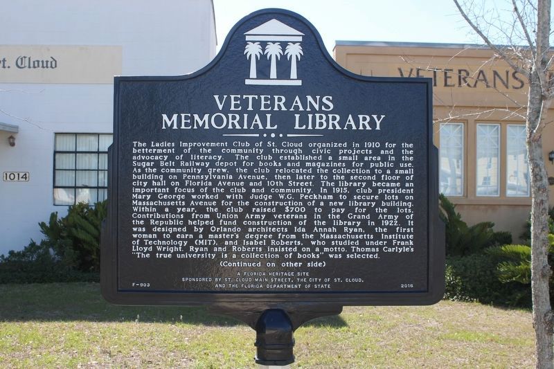 Veterans Memorial Library Marker image. Click for full size.