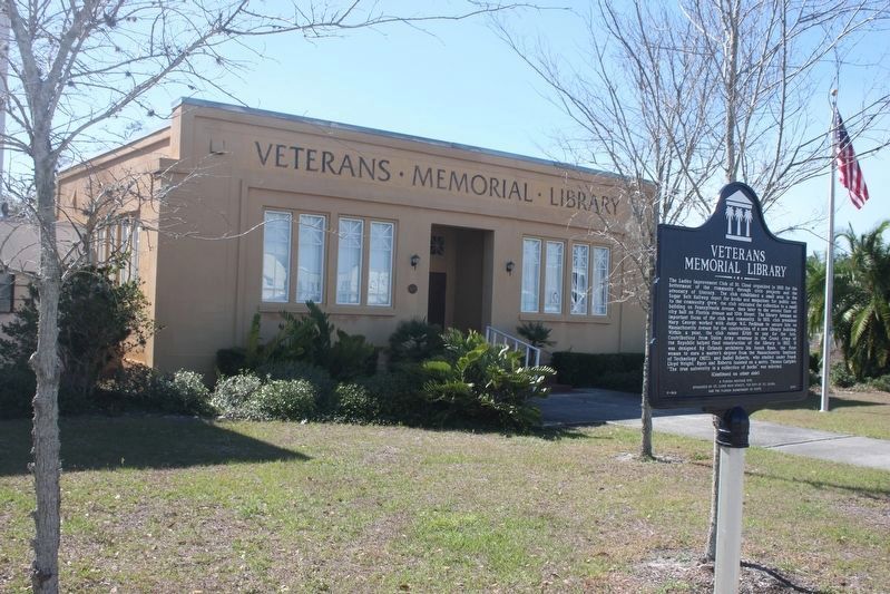 Veterans Memorial Library and Marker image. Click for full size.
