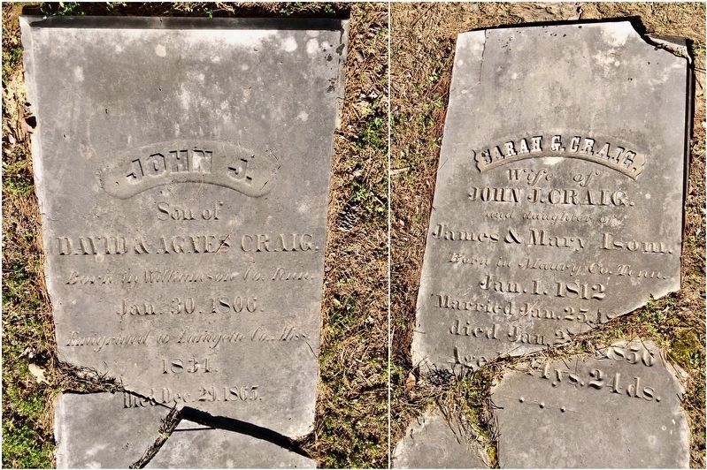 Graves of John Johnston Craig and his wife Sarah G. Craig (nee Isom) near marker. image. Click for full size.