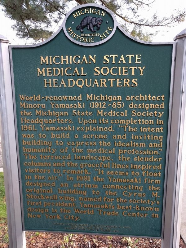 Michigan State Medical Society / Michigan State Medical Society Headquarters Marker image. Click for full size.