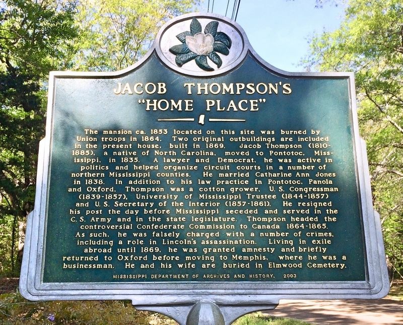 Jacob Thompson's "Home Place" Marker image. Click for full size.