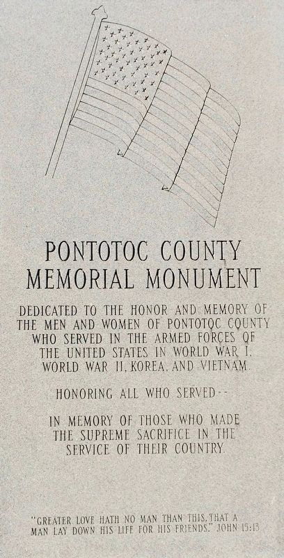 Pontotoc County Memorial Monument (Center). Click for full size. Pontotoc County Memorial Monument (Center) image. Click for full size.