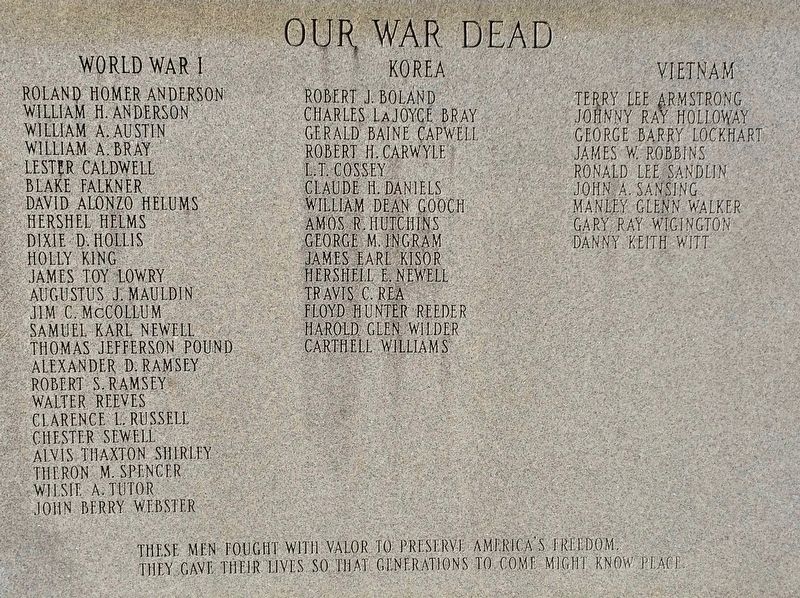 Pontotoc County Memorial Monument (Immediate left panel). Click for full size. Pontotoc County Memorial Monument (Immediate left panel) image. Click for full size.