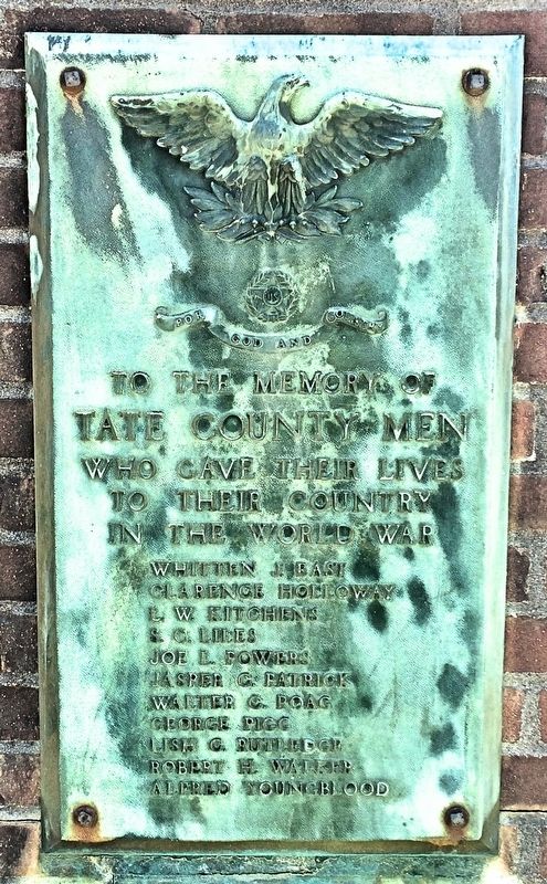 Tate County World War I Memorial. Click for full size. Tate County World War I Memorial image. Click for full size.