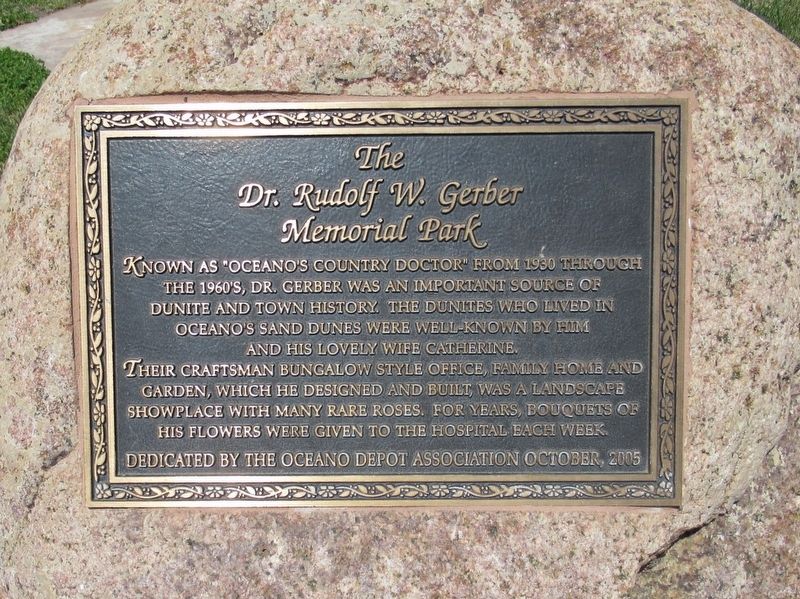 Dr. Rudolf W. Gerber Memorial Park Marker image. Click for full size.
