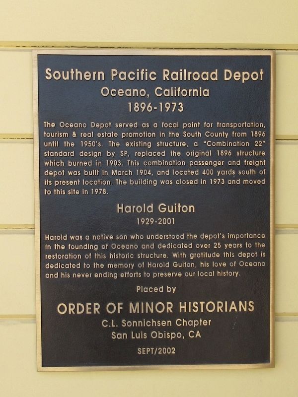 Southern Pacific Railroad Depot Marker image. Click for full size.