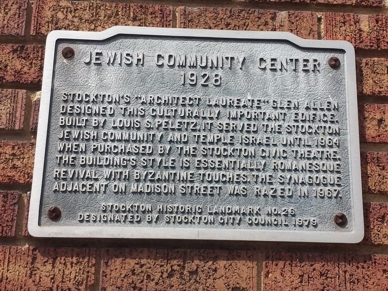 Stockton Jewish Community Center Marker. Click for full size. Stockton Jewish Community Center Marker image. Click for full size.
