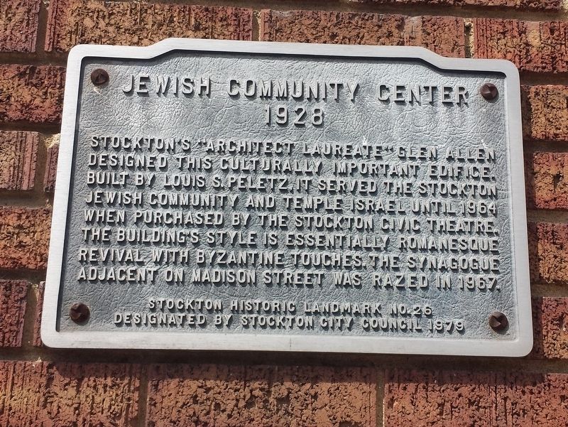 Stockton Jewish Community Center Marker image. Click for full size.