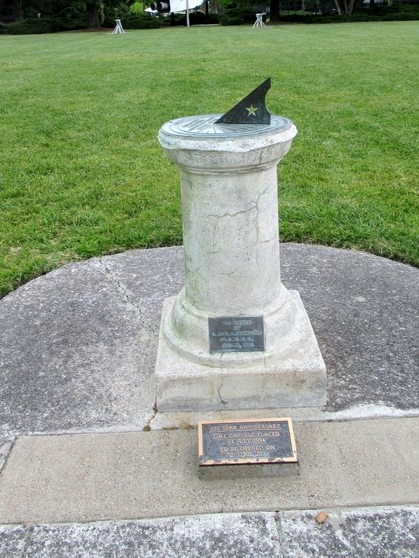 Plaques by the Sundial next to the Marker. Click for full size. Plaques by the Sundial next to the Marker image. Click for full size.