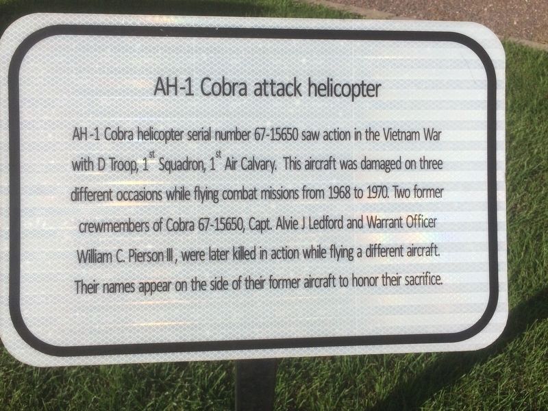 AH-1 Cobra attack Helicopter Marker. Click for full size. AH-1 Cobra attack Helicopter Marker image. Click for full size.