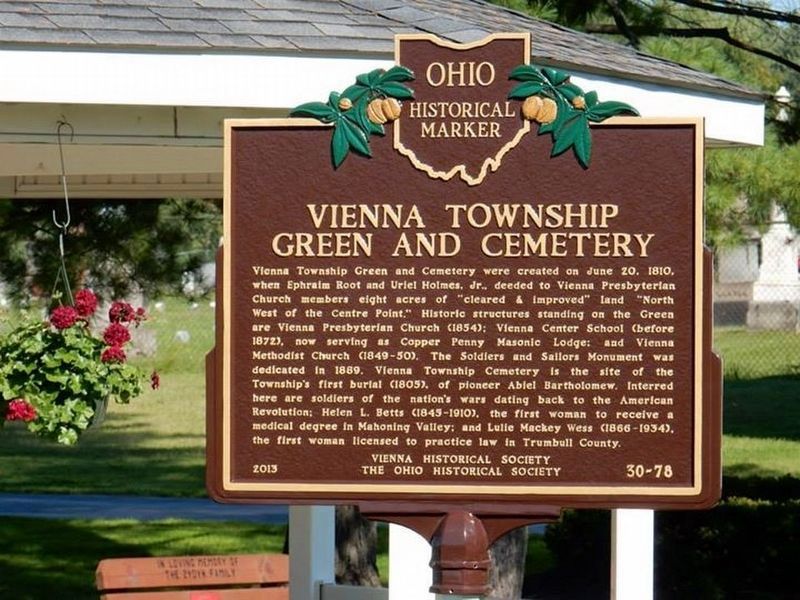 Vienna Township Green and Cemetery Marker image. Click for full size.
