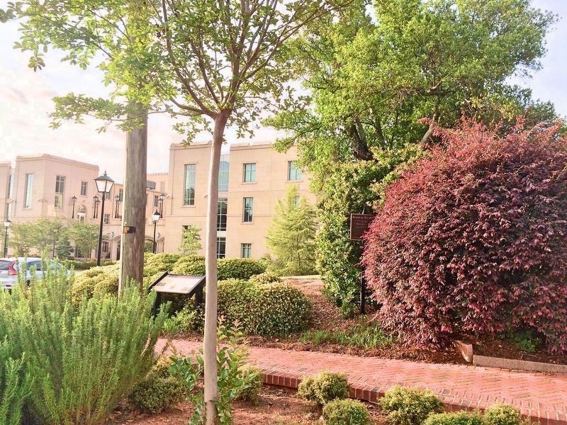 Marker is just to left of reddish colored bush in front of Georgia Military College.. Click for full size. Marker is just to left of reddish colored bush in front of Georgia Military College. image. Click for full size.