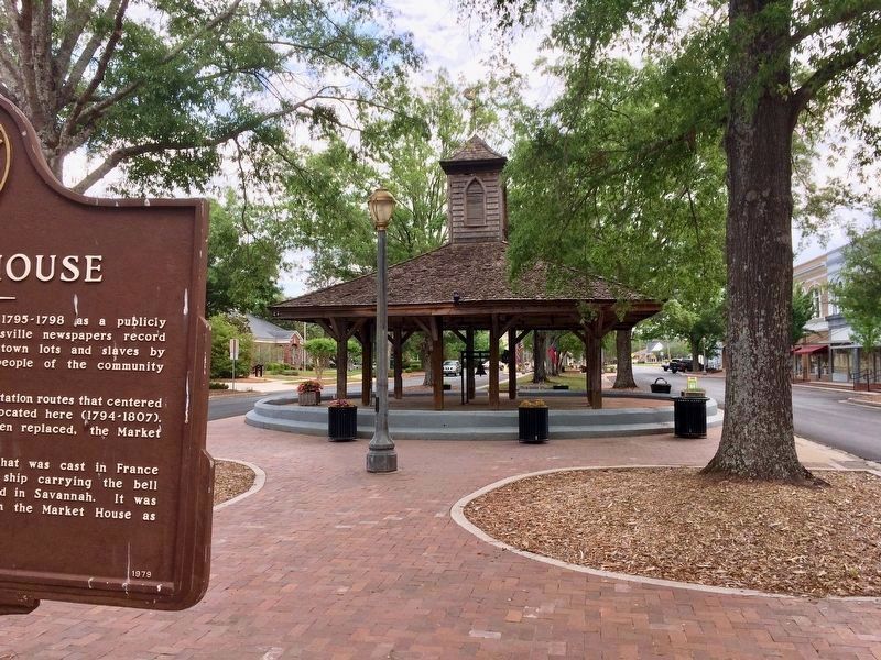 Market House Marker near the restored Market House.. Click for full size. Market House Marker near the restored Market House. image. Click for full size.