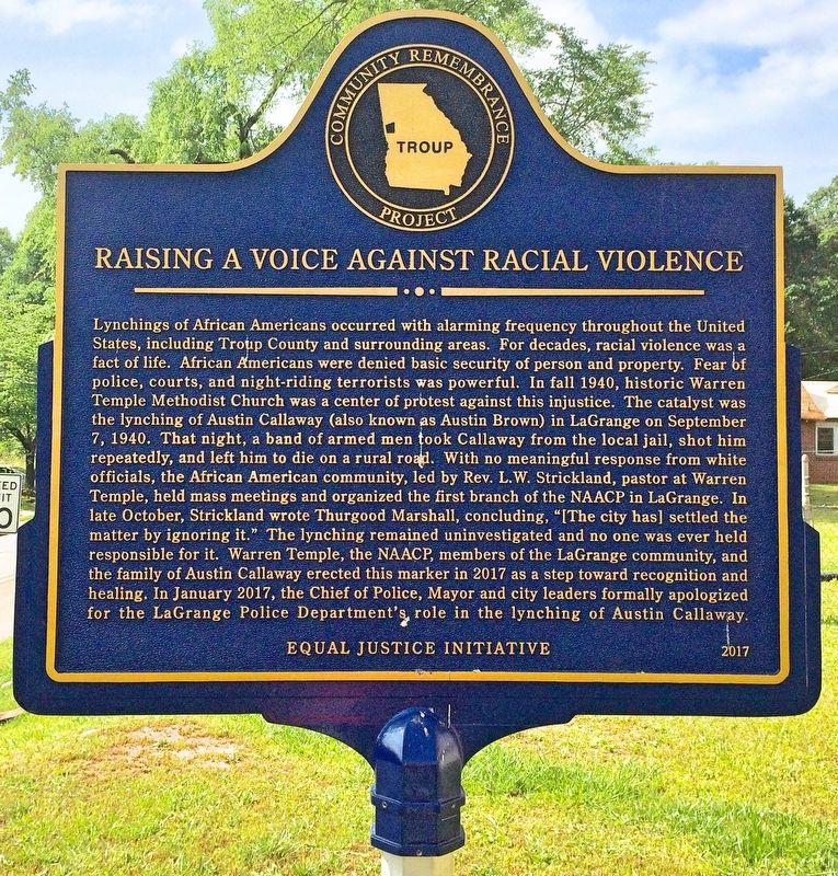 Raising a Voice Against Racial Violence Marker image. Click for full size.