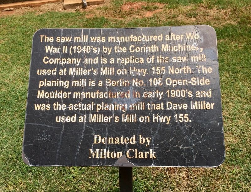 Miller's Saw Mill Replica Marker. Click for full size. Miller's Saw Mill Replica Marker image. Click for full size.
