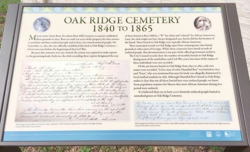 One of three new interpretive panels about Oak Ridge Cemetery installed in 2016. image. Click for full size.