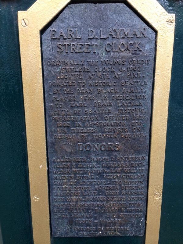 Earl Layman Street Clock Marker. Click for full size. Earl Layman Street Clock Marker image. Click for full size.