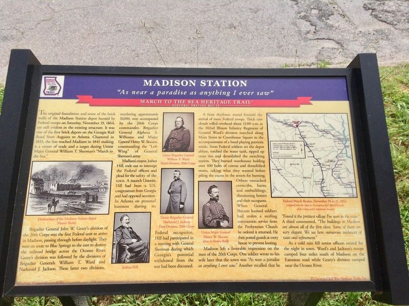 Another nearby marker about the Madison Station in the Civil War. image. Click for full size.