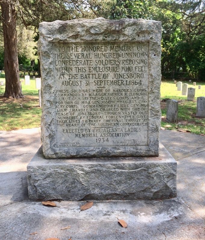 Unknown Confederate Soldiers Memorial within the cemetery. image. Click for full size.