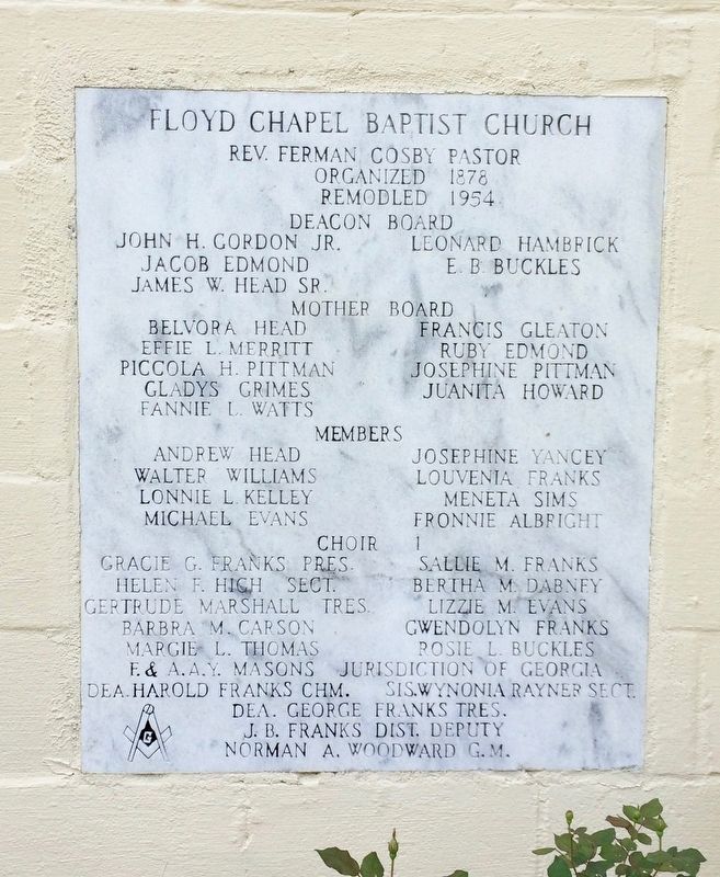 Floyd Chapel Baptist Church cornerstone. image. Click for full size.