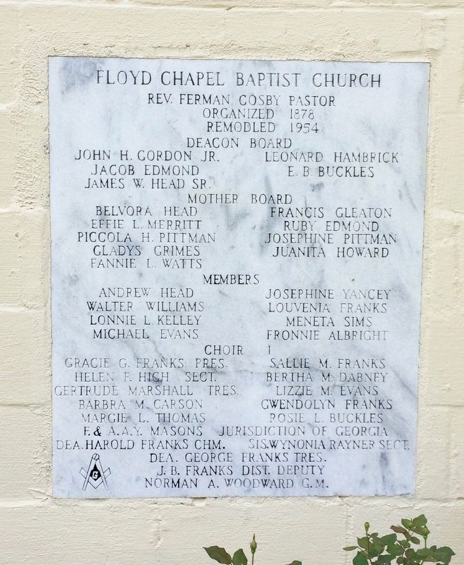 Floyd Chapel Baptist Church cornerstone.. Click for full size. Floyd Chapel Baptist Church cornerstone. image. Click for full size.