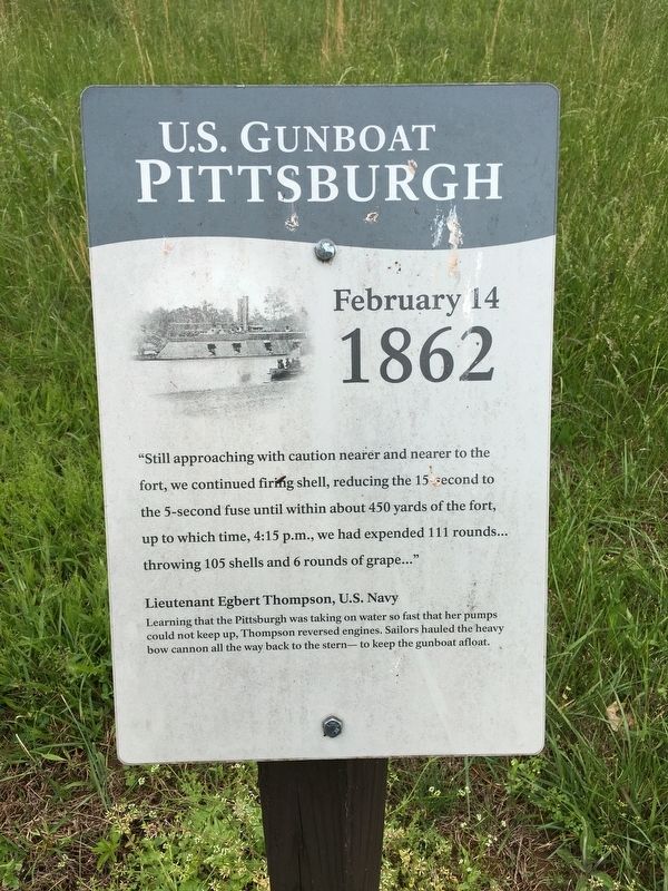 U.S. Gunboat Pittsburgh Marker. Click for full size. U.S. Gunboat Pittsburgh Marker image. Click for full size.