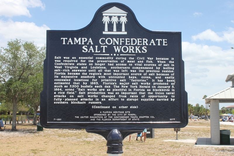 Tampa Confederate Salt Works Marker Side 1 image. Click for full size.