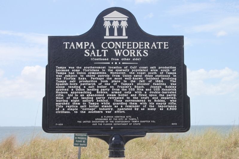 Tampa Confederate Salt Works Marker Side 2 image. Click for full size.