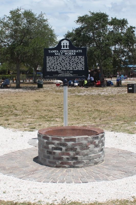 Tampa Confederate Salt Works Marker and boiler. image. Click for full size.