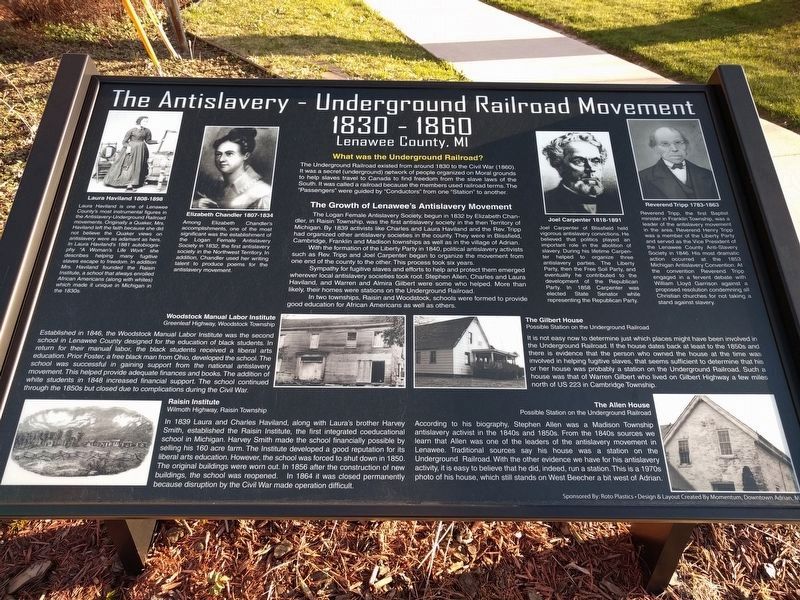 The Antislavery - Underground Railroad Movement Marker image. Click for full size.