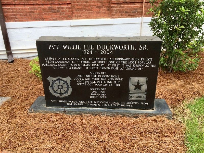 Pvt. Willie Lee Duckworth Sr. Monument. Click for full size. Pvt. Willie Lee Duckworth Sr. Monument image. Click for full size.