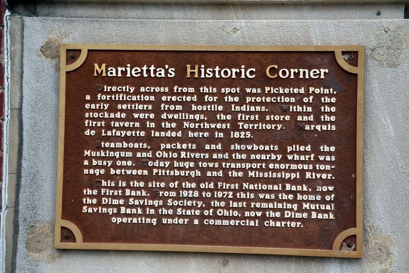 Marietta’s Historic Corner Marker. Click for full size. Marietta’s Historic Corner Marker image. Click for full size.
