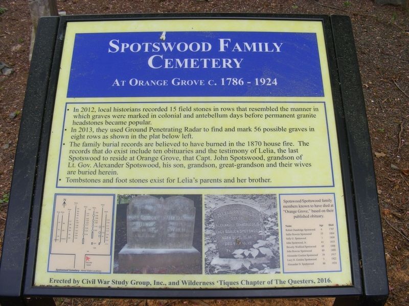 Spotswood Family Cemetery Marker. Click for full size. Spotswood Family Cemetery Marker image. Click for full size.