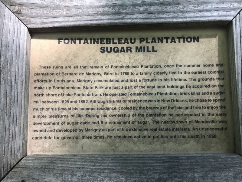 Fontainebleau Plantation Sugar Mill Marker image. Click for full size.