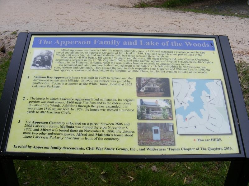 The Apperson Family and Lake of the Woods Marker. Click for full size. The Apperson Family and Lake of the Woods Marker image. Click for full size.