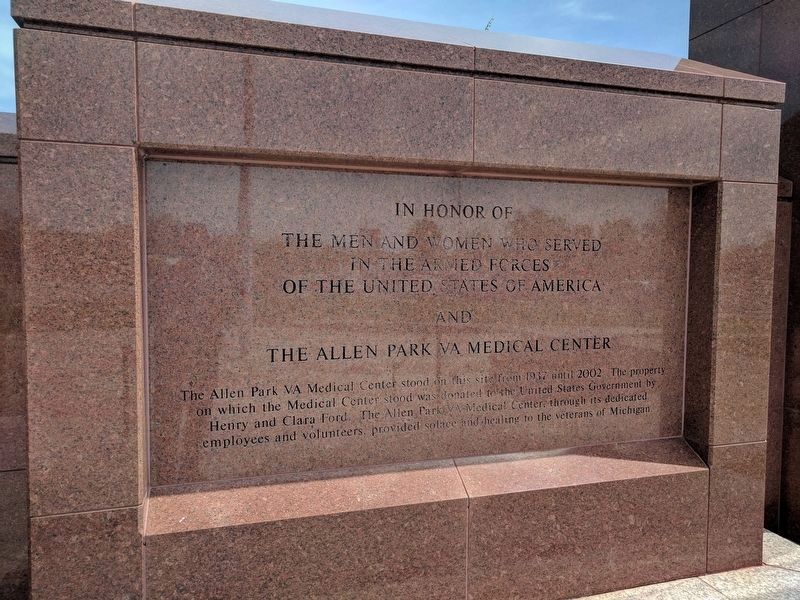 The Allen Park VA Medical Center Marker. Click for full size. The Allen Park VA Medical Center Marker image. Click for full size.