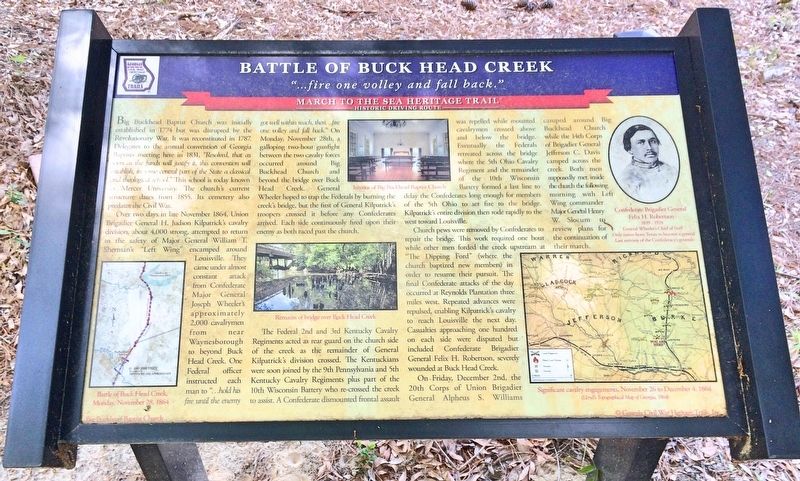 Battle of Buck Head Creek Marker. Click for full size. Battle of Buck Head Creek Marker image. Click for full size.