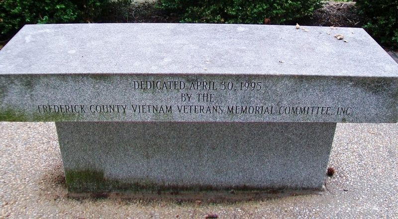 Frederick County Vietnam Veterans Memorial Bench. Click for full size. Frederick County Vietnam Veterans Memorial Bench image. Click for full size.