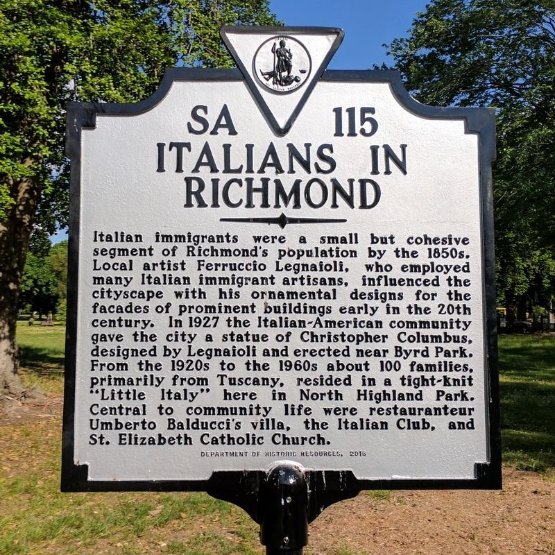 Italians in Richmond Marker image. Click for full size.