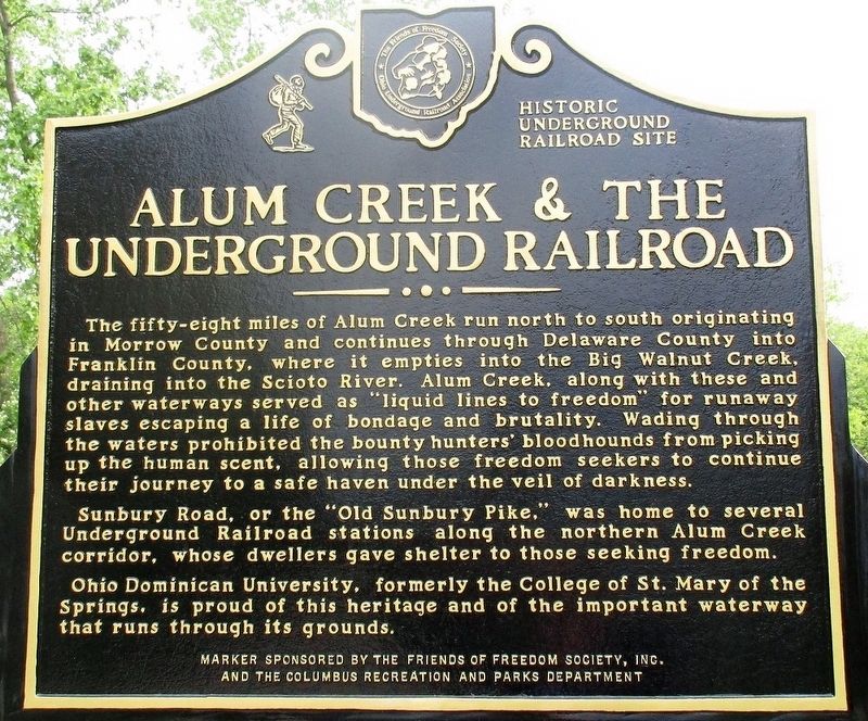Alum Creek &The Underground Railroad Marker image. Click for full size.