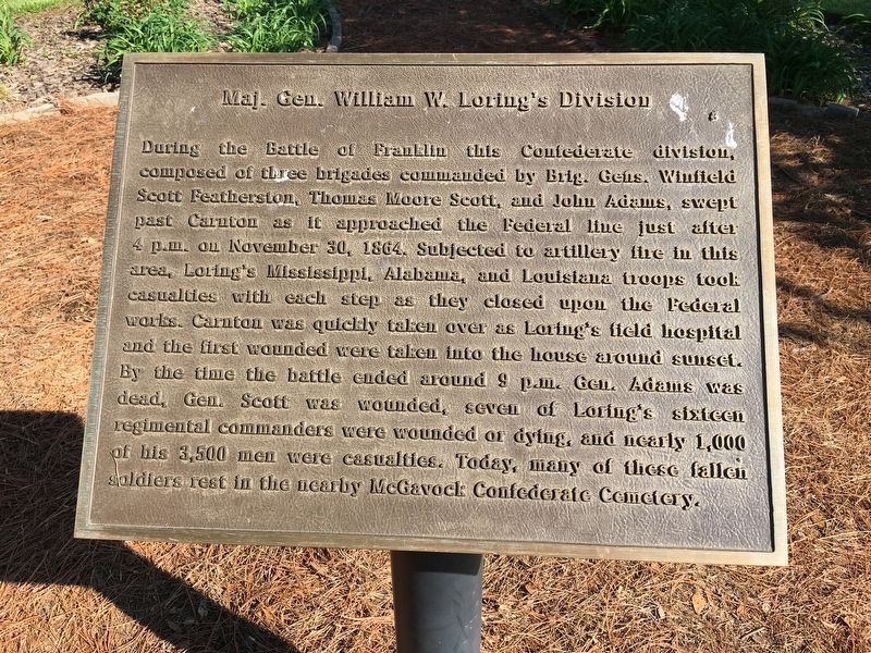 Maj. Gen. William W. Loring's Division Marker image. Click for full size.