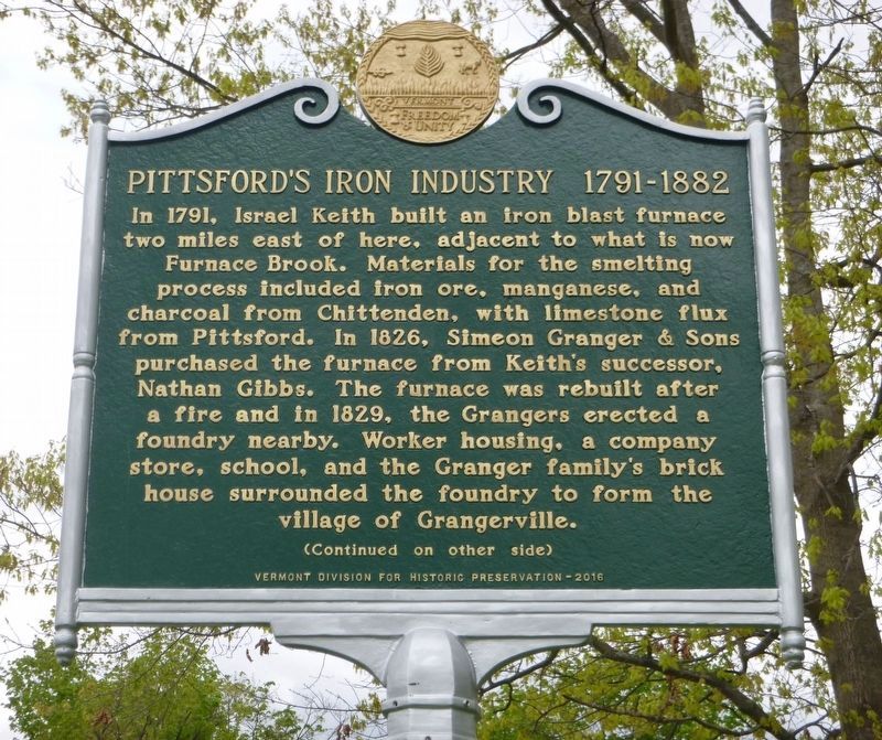 Pittsford's Iron Industry (side 1) image. Click for full size.