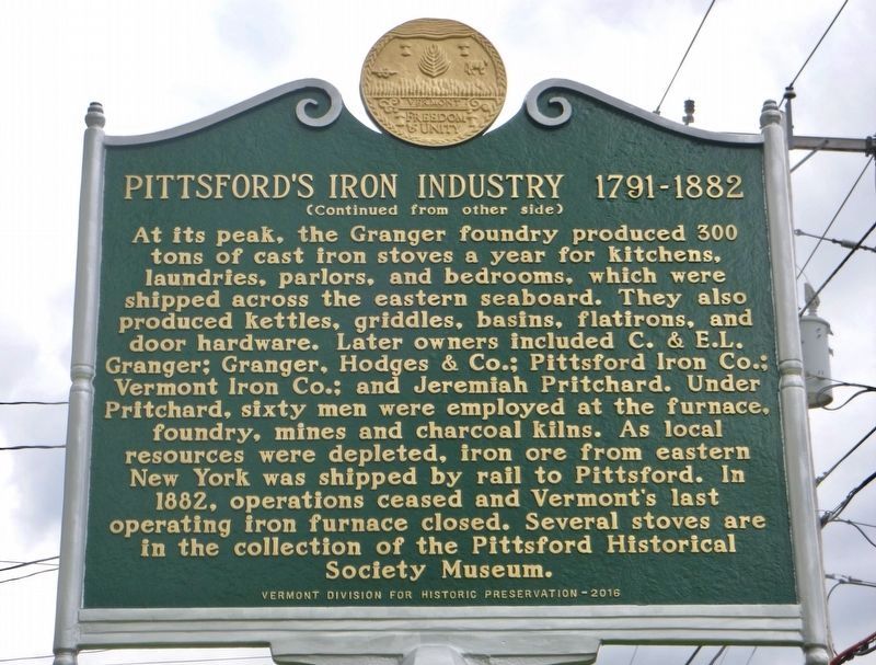 Pittsford's Iron Industry (side 2) image. Click for full size.