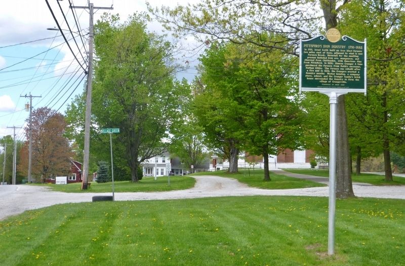 Pittsford's Iron Industry marker from road image. Click for full size.