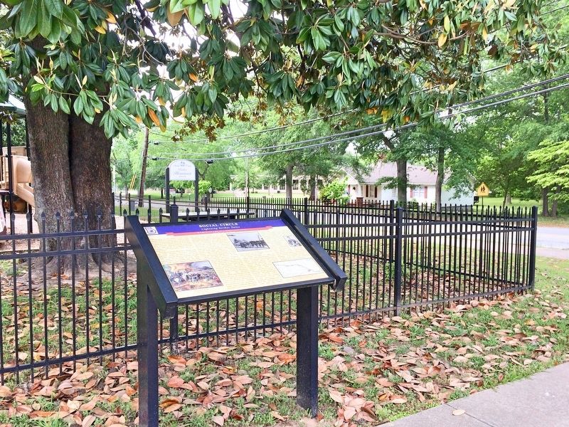View of Social Circle marker near children's park. image. Click for full size.