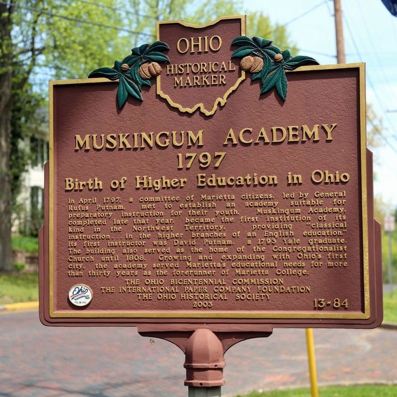 Muskingum Academy 1797 Marker Side image. Click for full size.