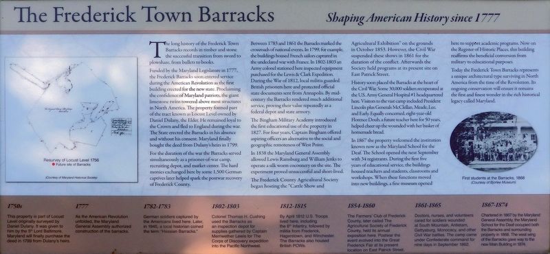 The Frederick Town Barracks Marker image. Click for full size.