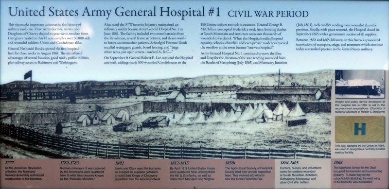 United States Army General Hospital #1 Marker image. Click for full size.